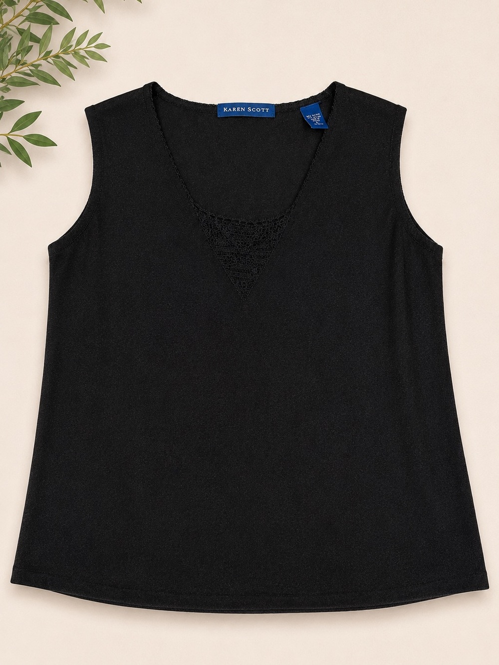 Karen Scott Black Sleeveless Knit Tank Top size Large